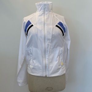 Nike Womens Full Zip Lightweight White Jacket w Blue Accent Stripes / Size L